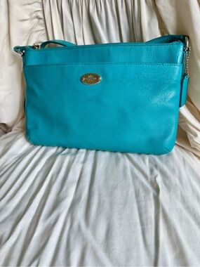 Coach Blue Leather Crossbody with Silver Accent
